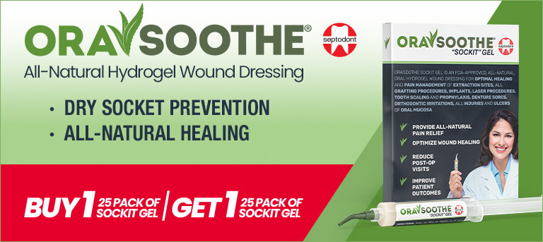 Septodont Orasoothe All-Natural Hydrogel Wound Dressing.