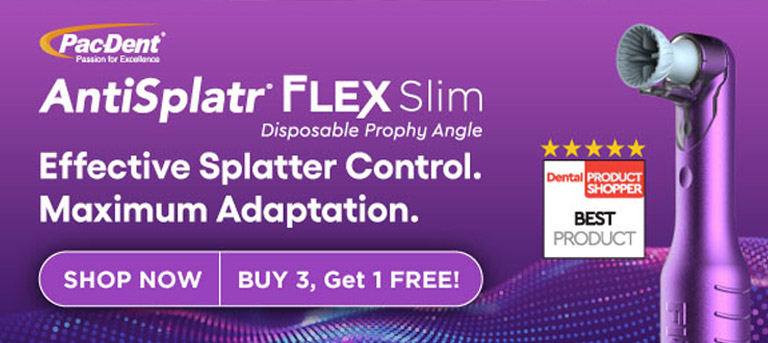 Pac-Dent Antisplatr Flex Slim Prophy Angle