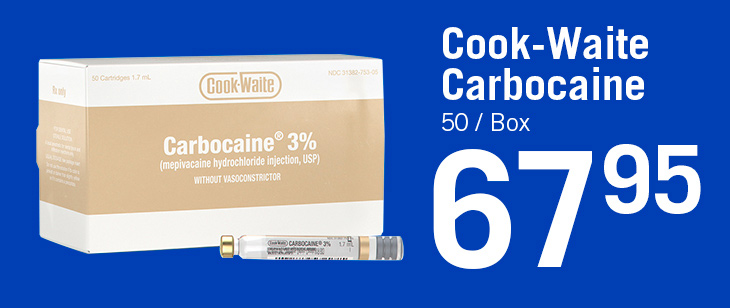 $67.95 Cook-Waite Carbocaine 50/Box