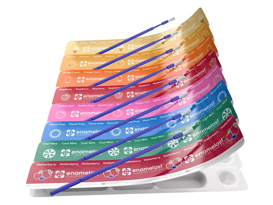 Ultradent Enamelast fluoride varnish unit-dose packets in assorted flavors